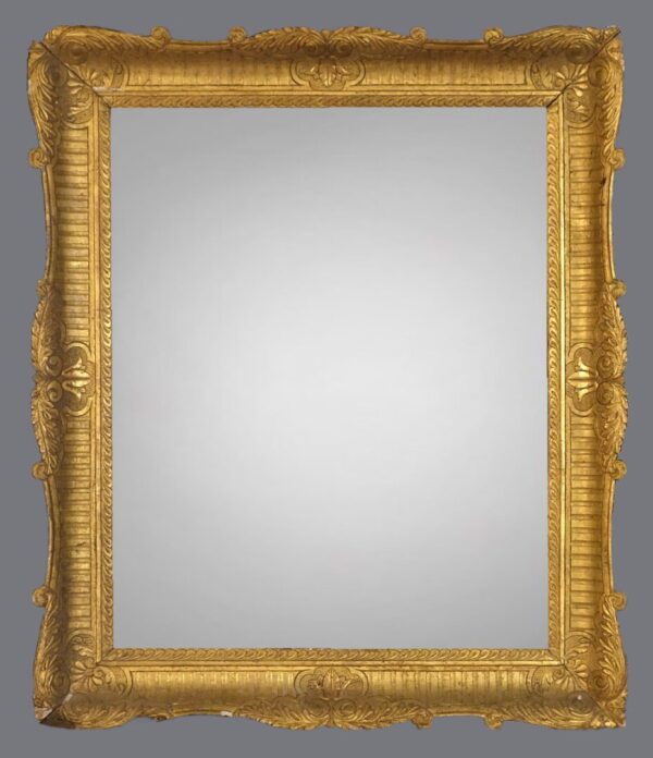 A gold frame with a gray background