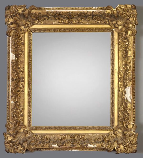 A gold frame with a gray background