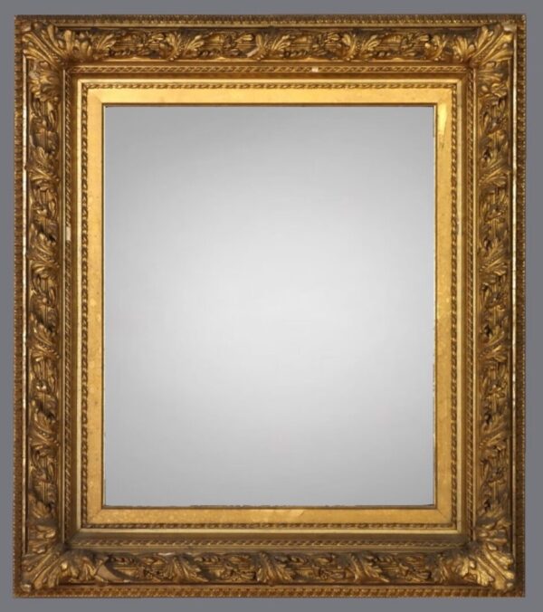 A gold frame with a white background