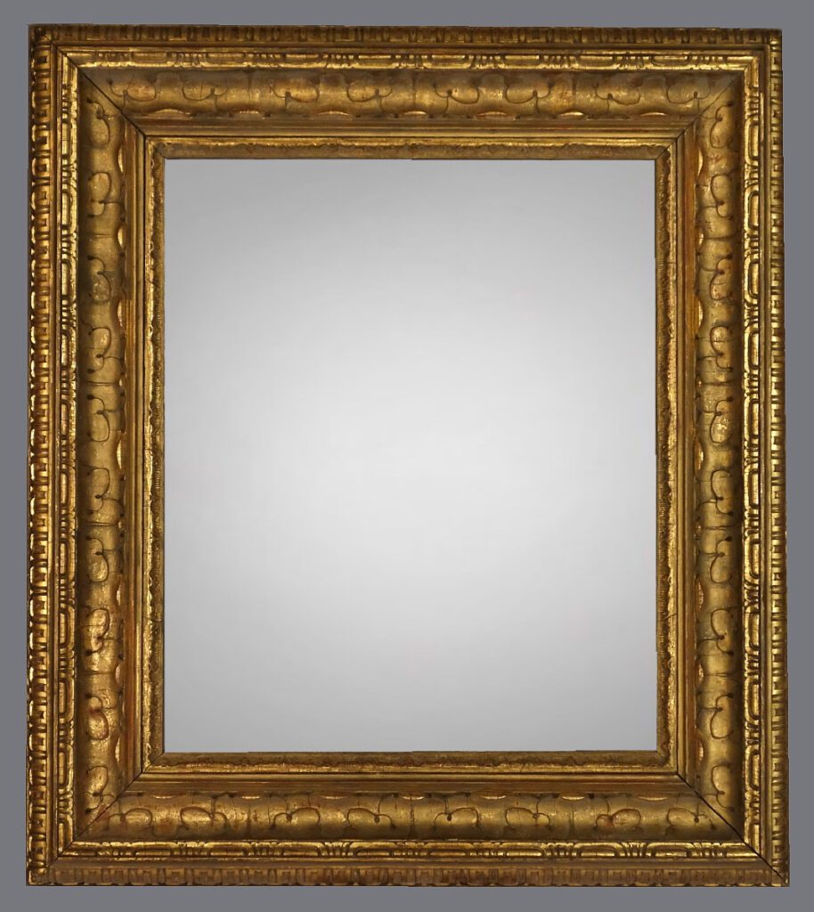 A gold frame with a gray background