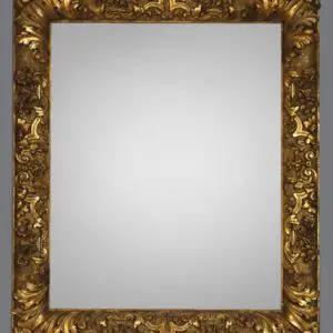 A gold frame with a white background