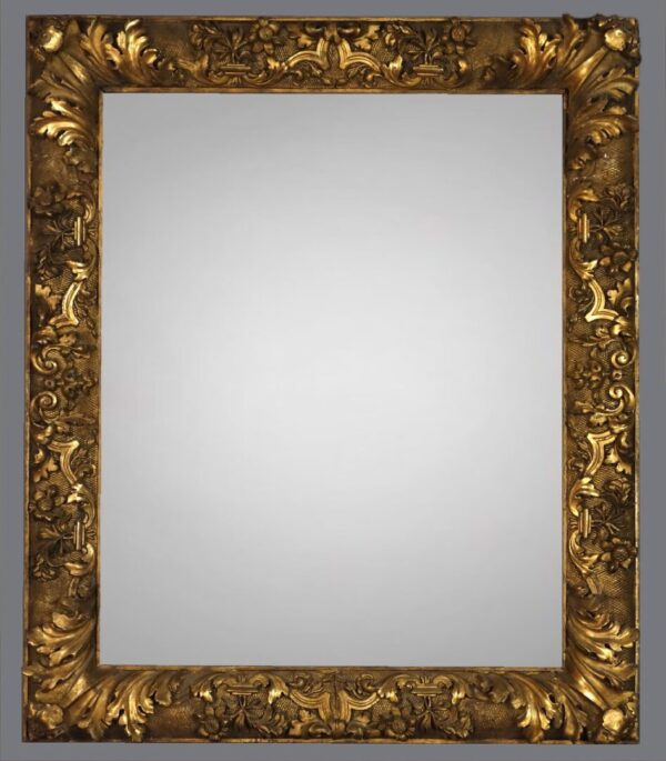 A gold frame with a white background