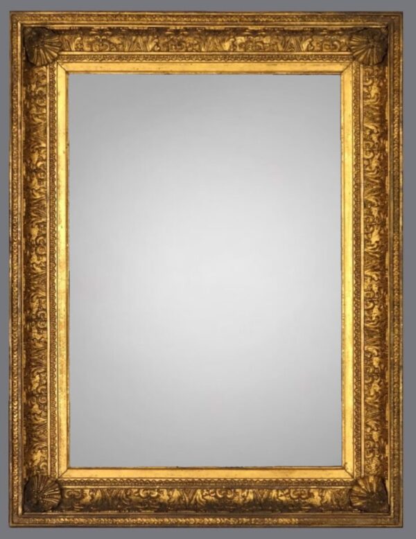 A gold frame with a gray background