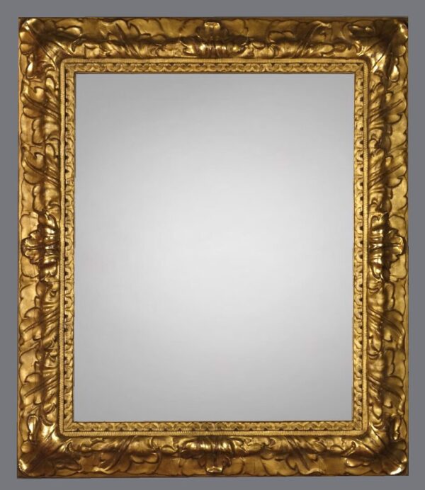 A gold frame with a gray background