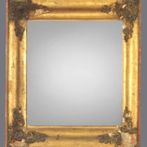 A gold frame with a gray background