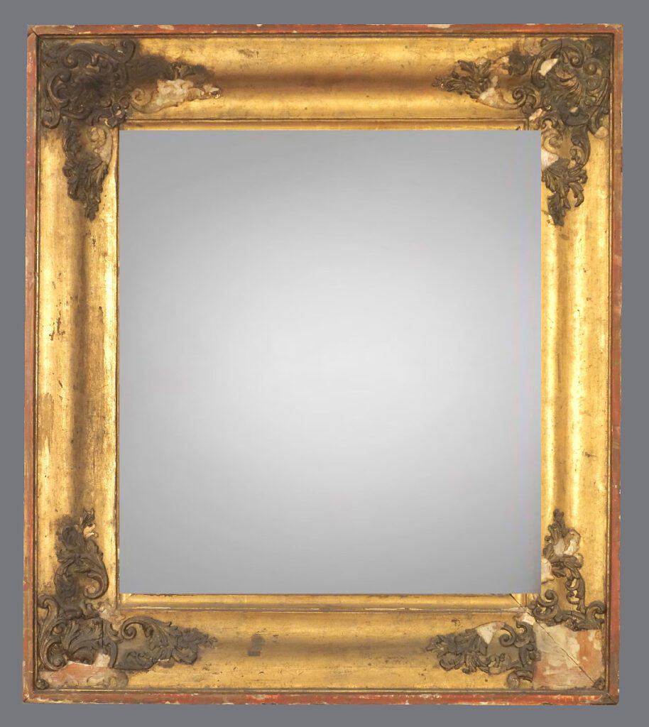 A gold frame with a gray background