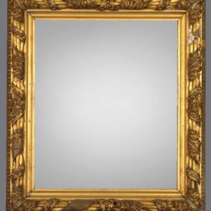 A gold frame with a gray background
