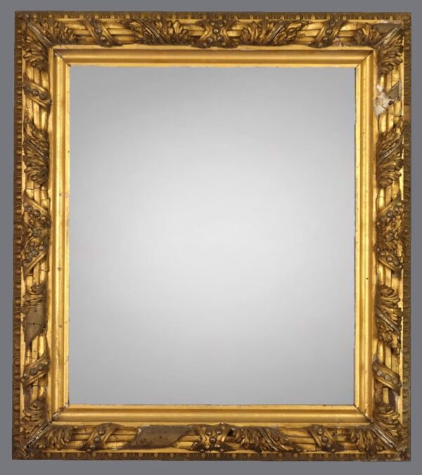 A gold frame with a gray background