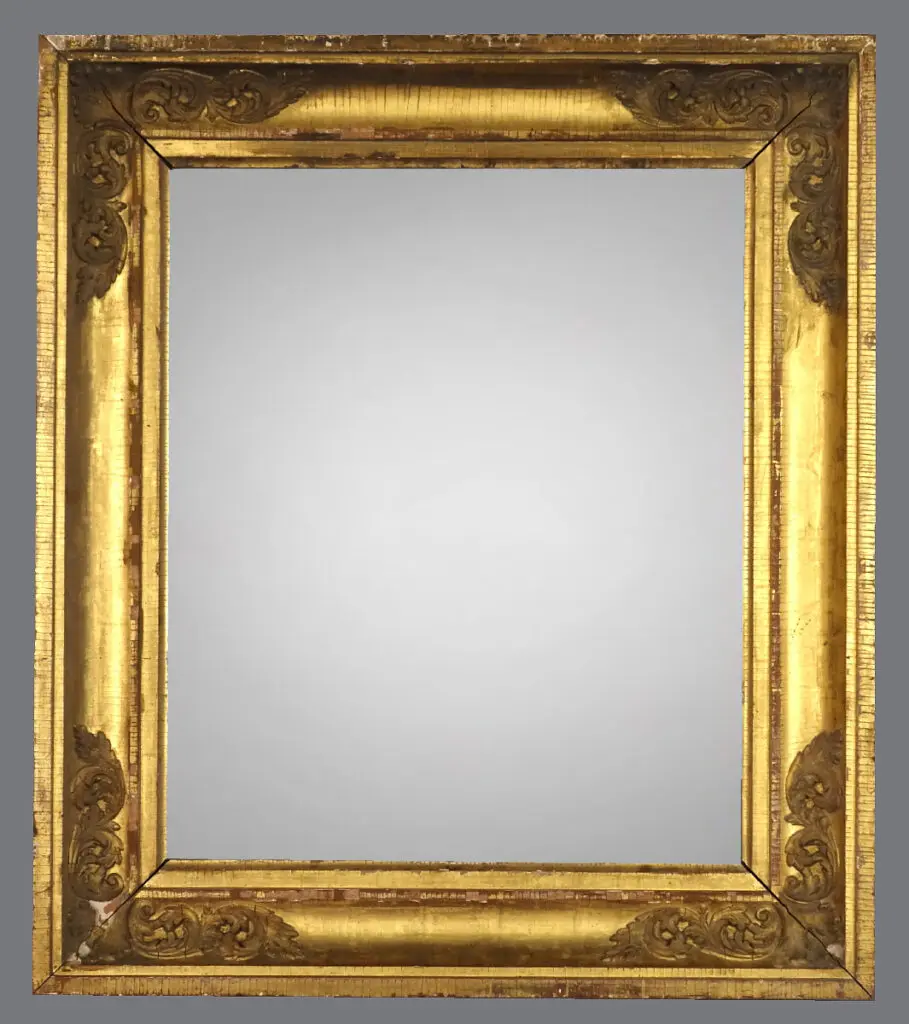 A gold frame with a gray background