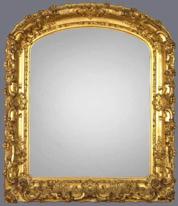 A gold frame with a gray background