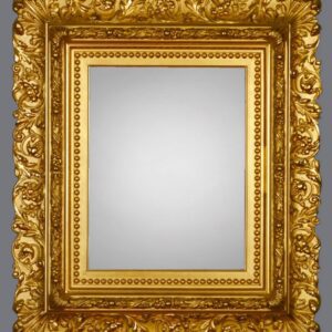 A gold frame with a gray background