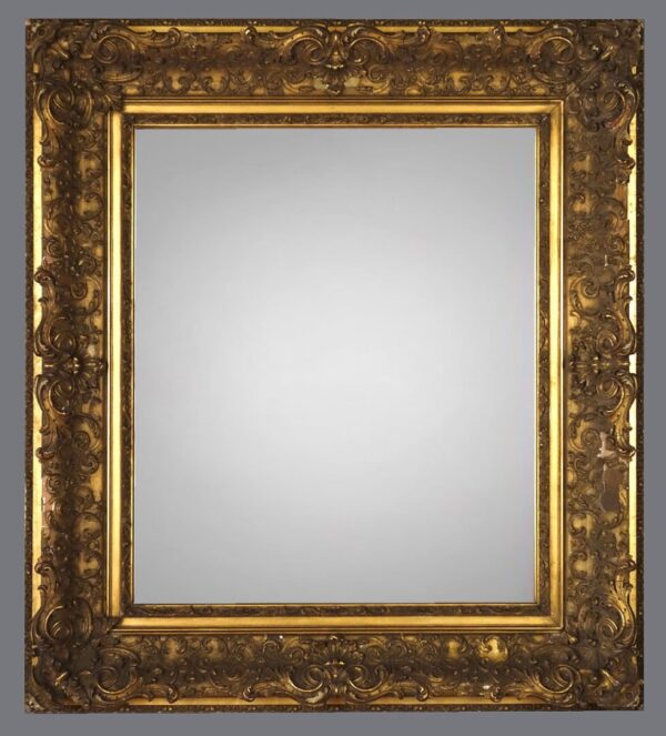 A gold frame with a white background