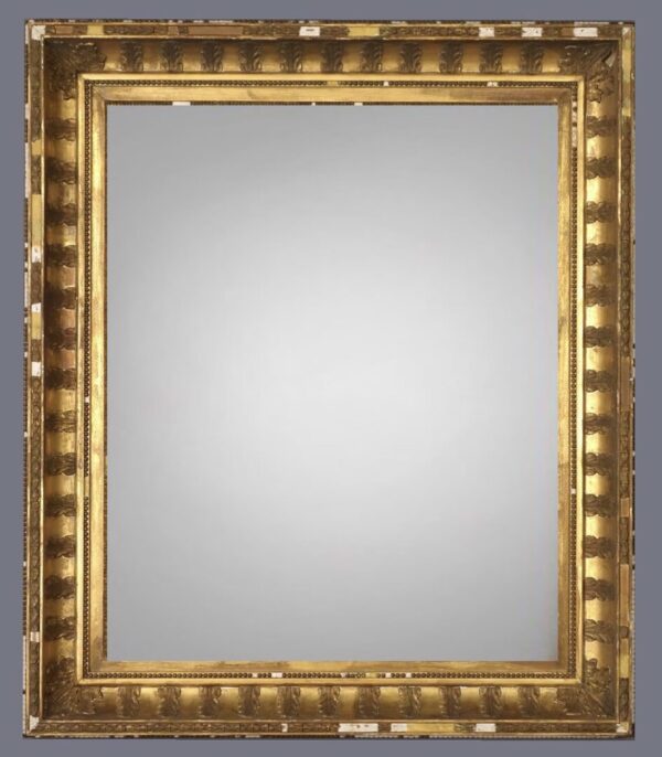 A gold frame with a gray background