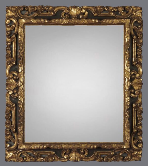 A gold frame with a gray background