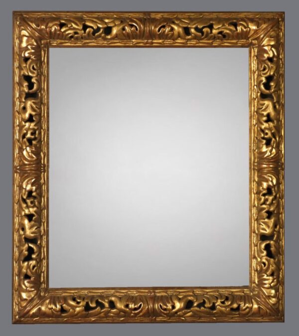 A gold frame with a gray background