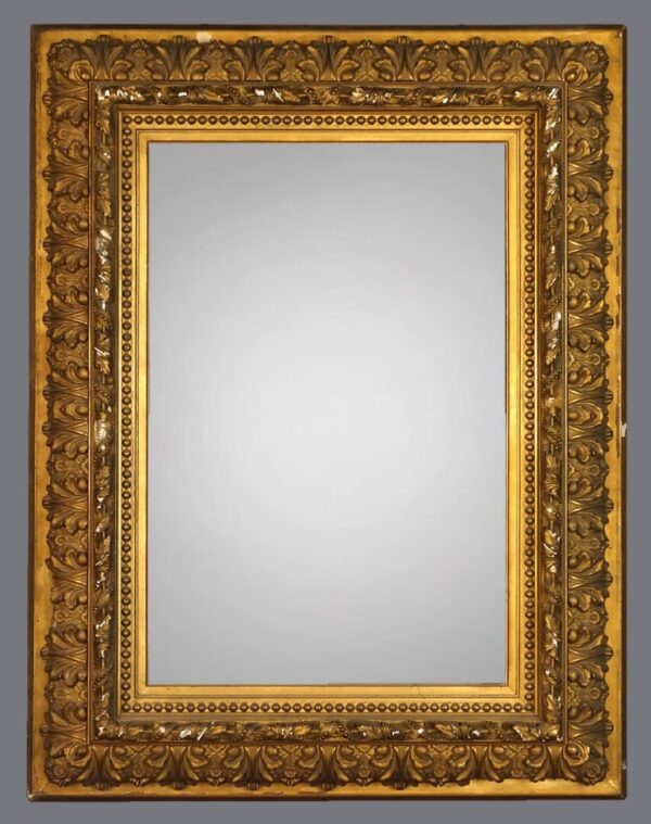 A gold frame with a gray background