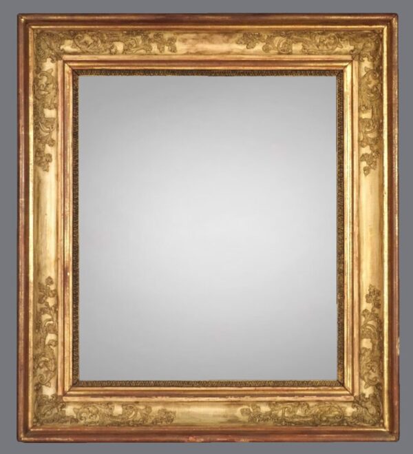 A gold frame with a gray background