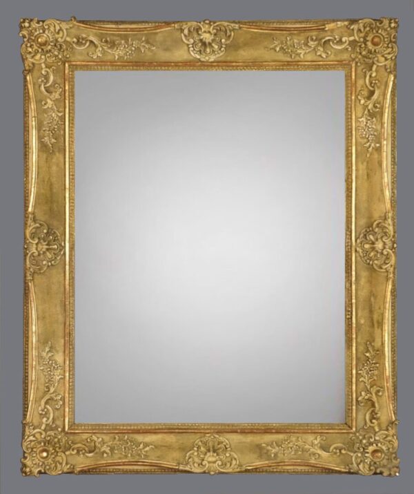 A gold frame with a gray background