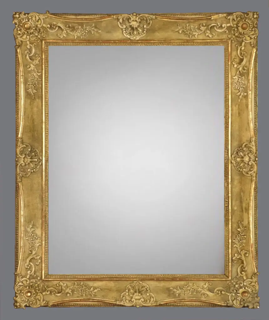 A gold frame with a gray background